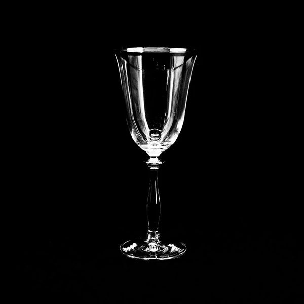 A.G.L Crystal Wine Glass with Silver Rim - L