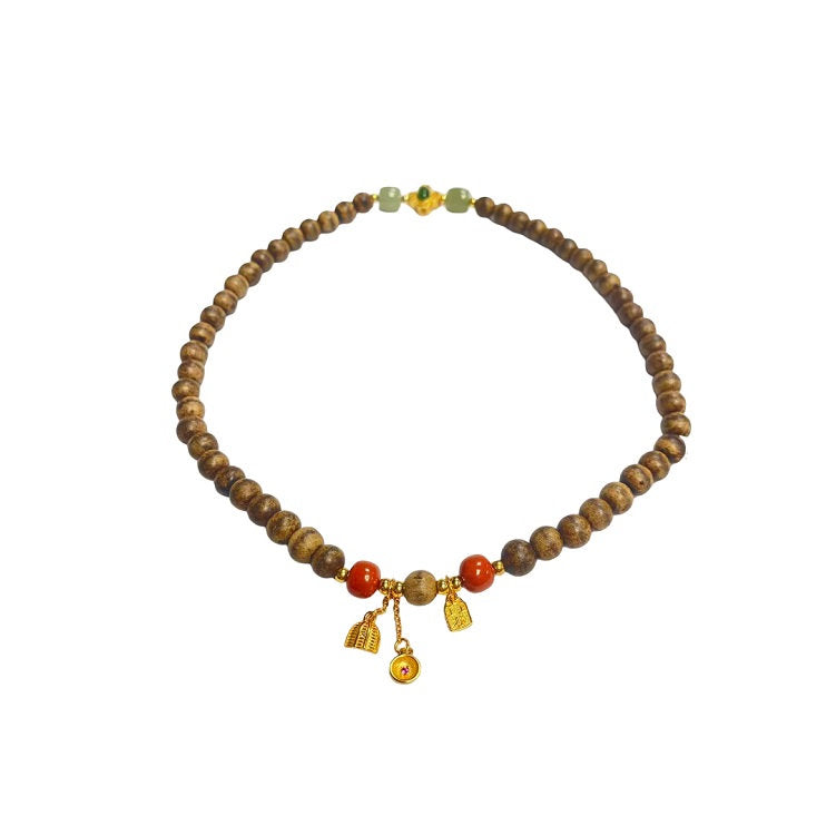 Agarwood bracelet with silver charm #1