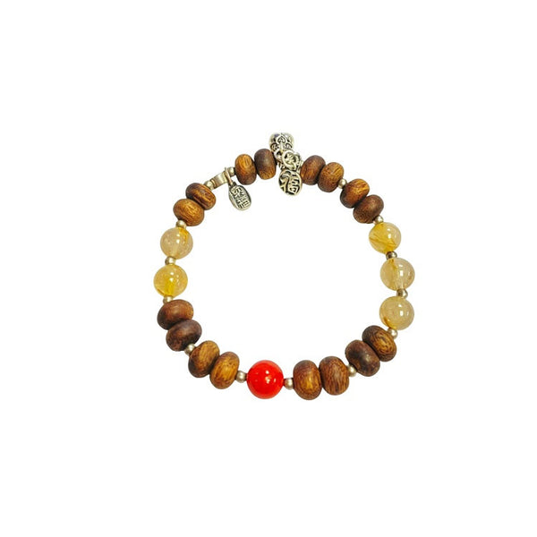 Agarwood bracelet with silver charm #10 | OVO