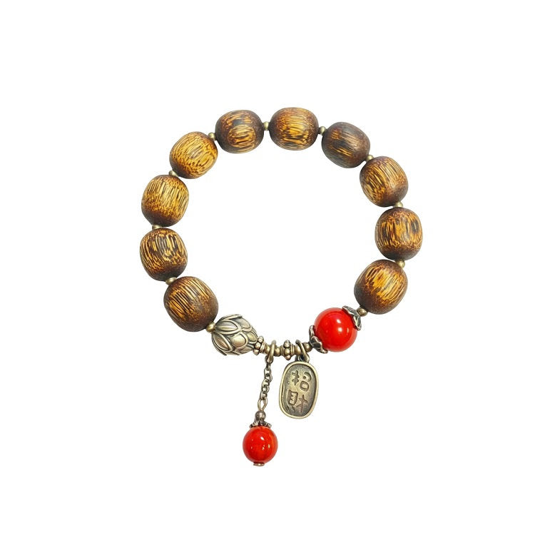 Agarwood bracelet with silver charm #16