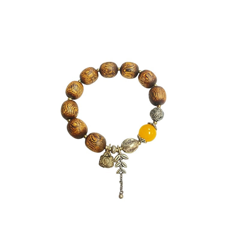 Agarwood bracelet with silver charm #2