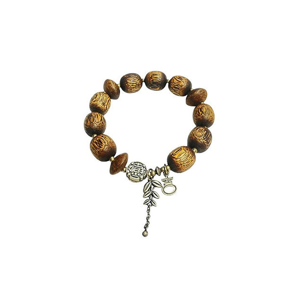 Agarwood bracelet with silver charm #3