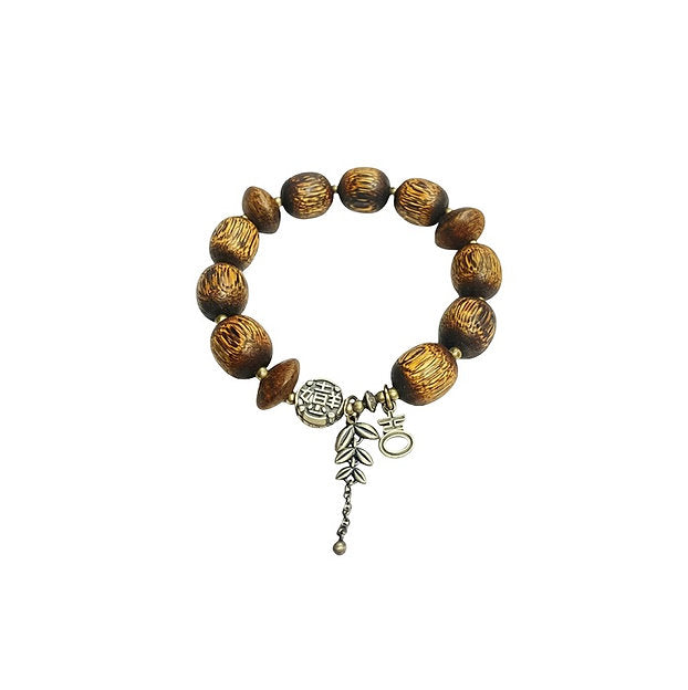 Agarwood bracelet with silver charm #3