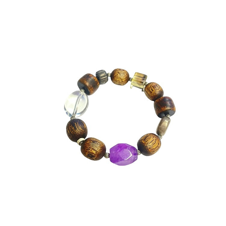 Agarwood bracelet with silver charm #5 | OVO