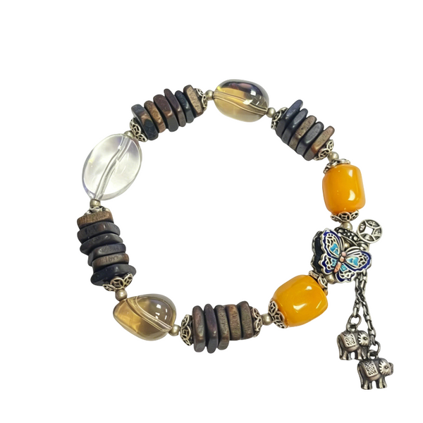 Agarwood bracelet with silver charm #7 | OVO