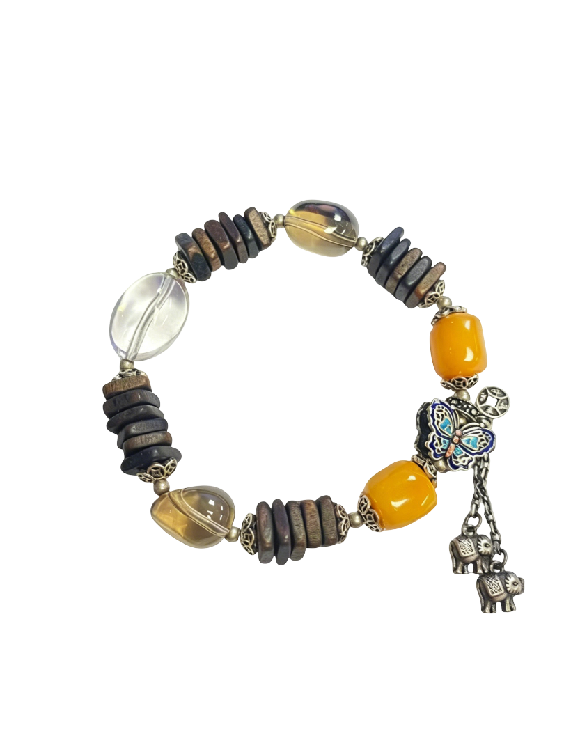 Agarwood bracelet with silver charm #7 | OVO