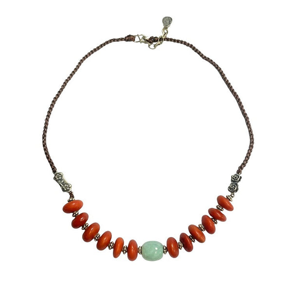 Amber necklace with silver charm #29 | OVO