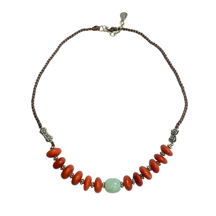 Amber necklace with silver charm #29 | OVO