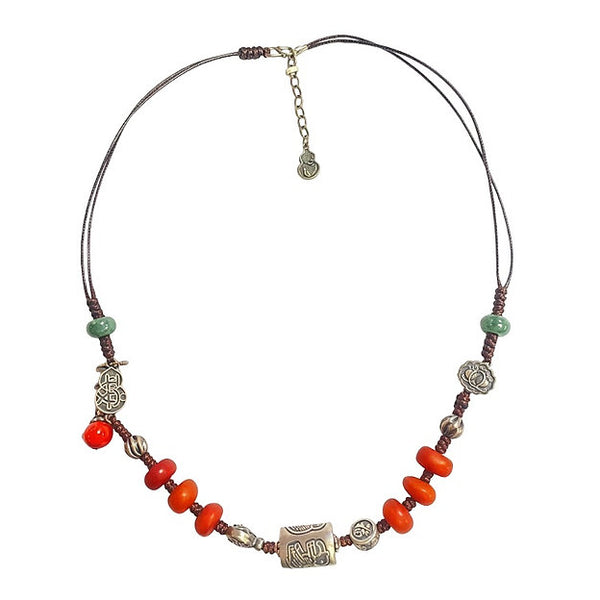 Amber necklace with silver charm #31