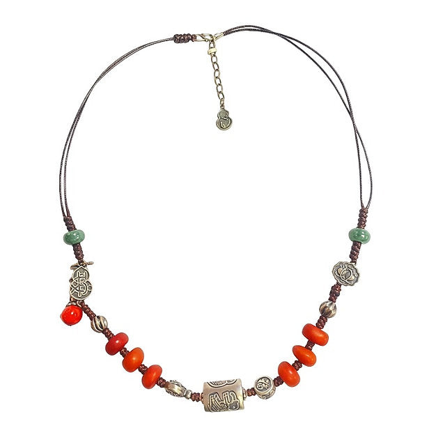 Amber necklace with silver charm #31