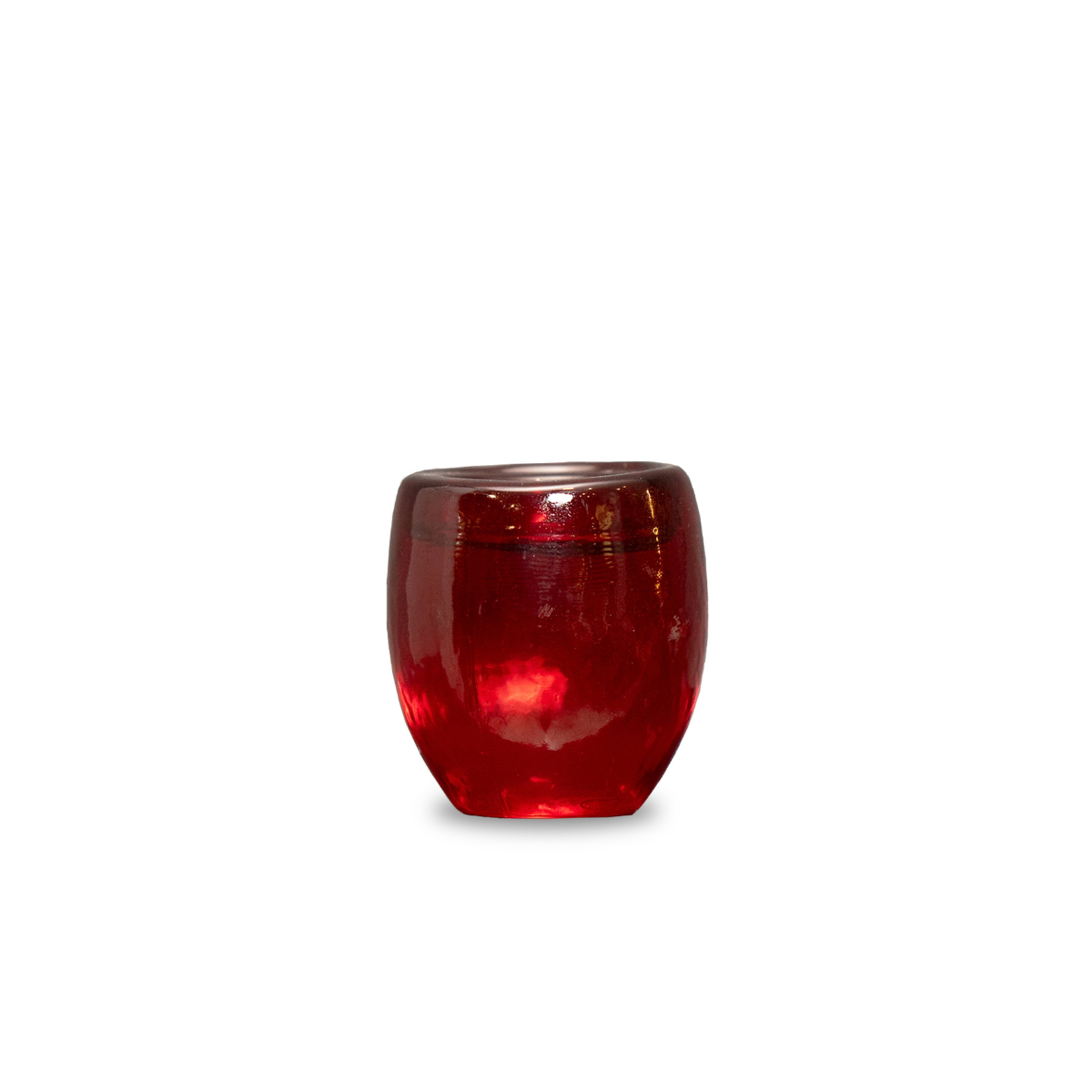 Glass Candle Holder, Red | OVO