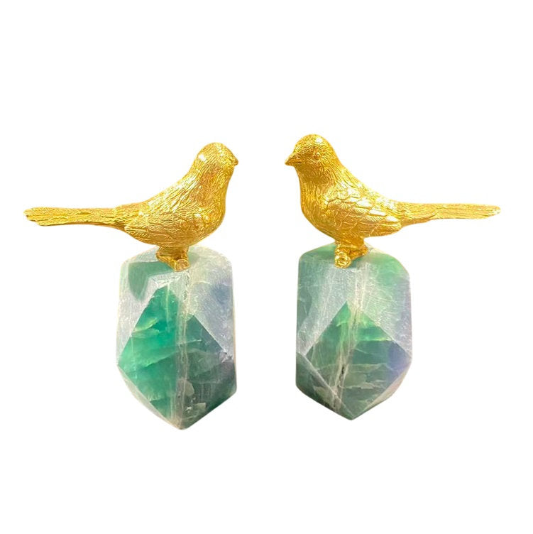 Golden Bird on Green Stone