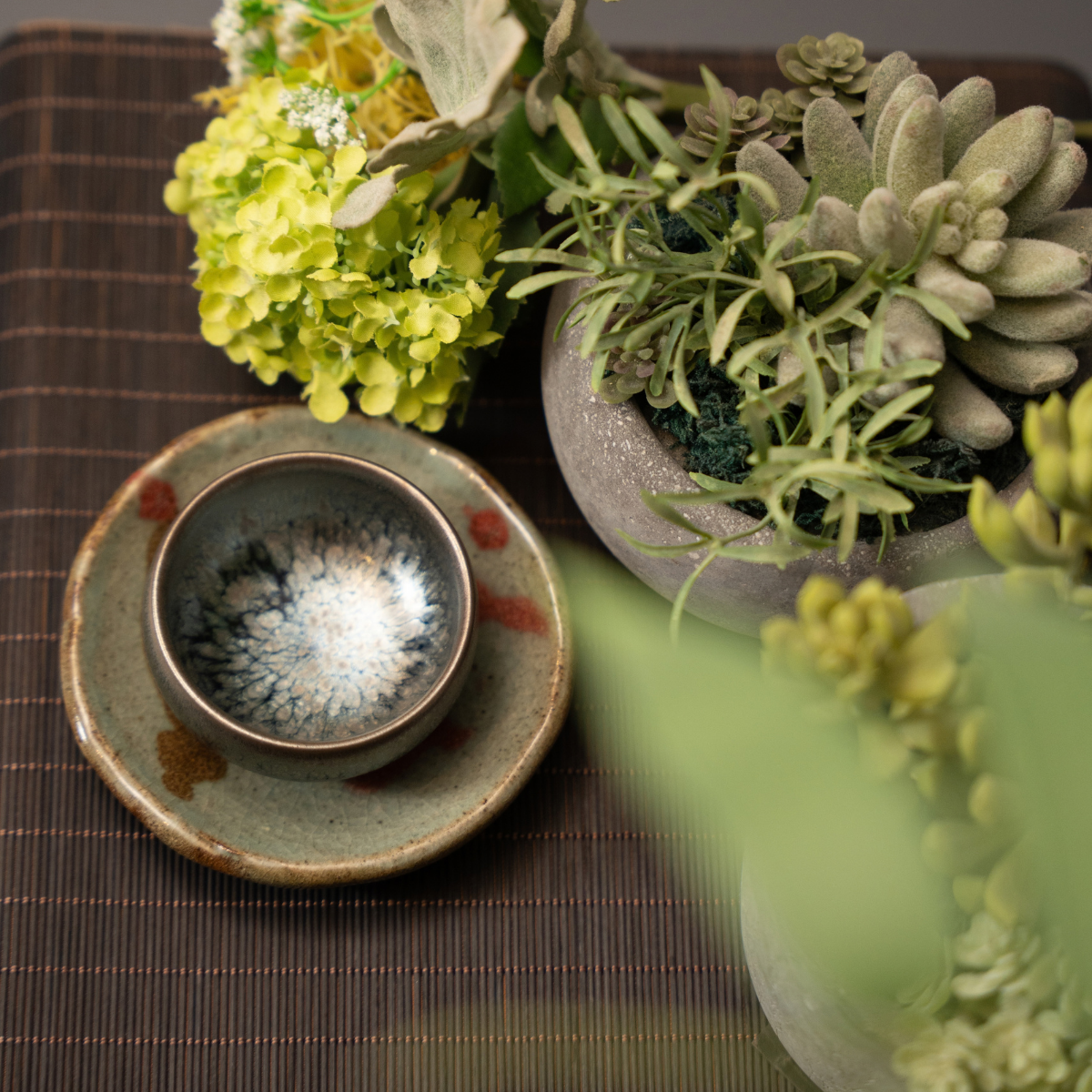 Handmade Reactive Tea Cup, Sliver