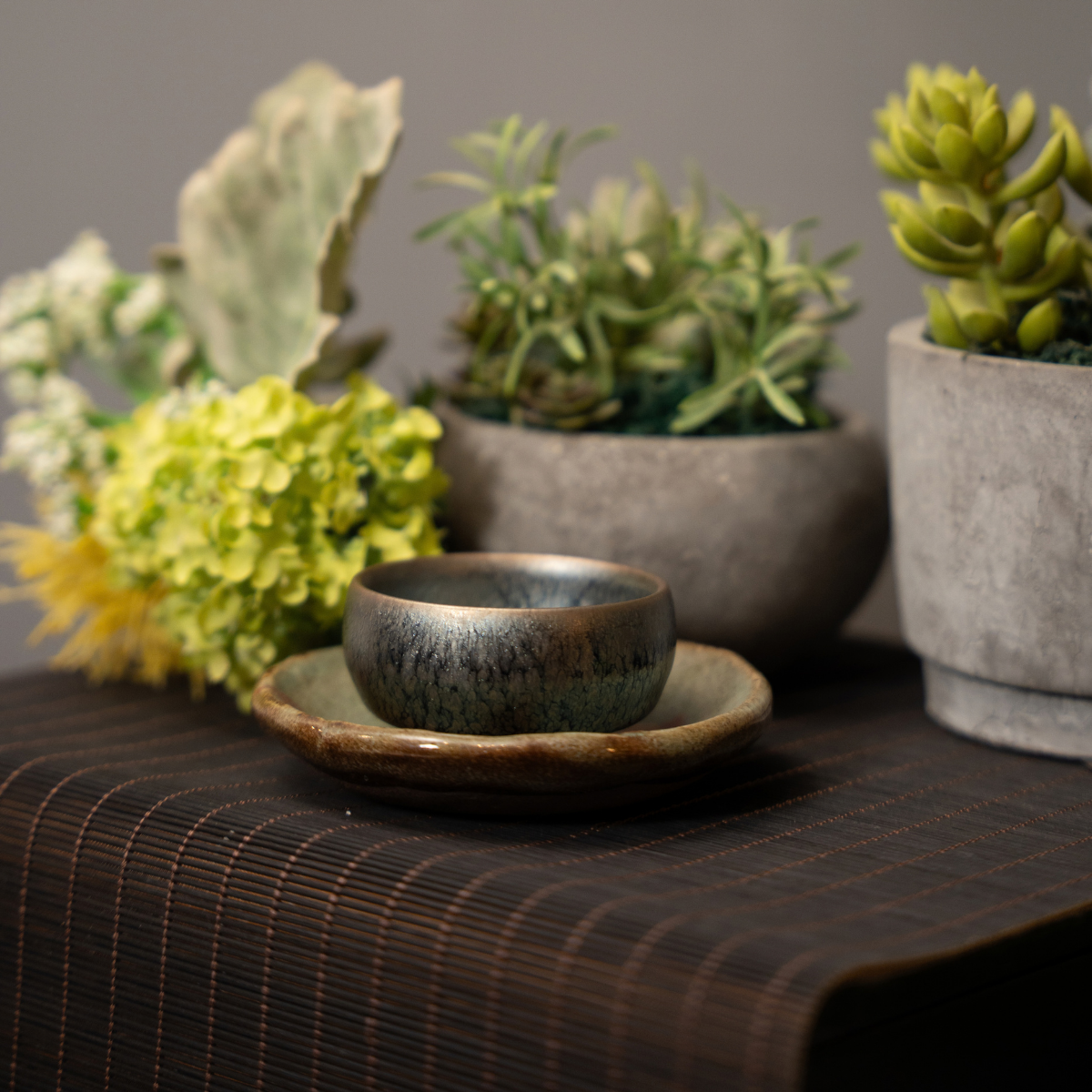 Handmade Reactive Tea Cup, Sliver