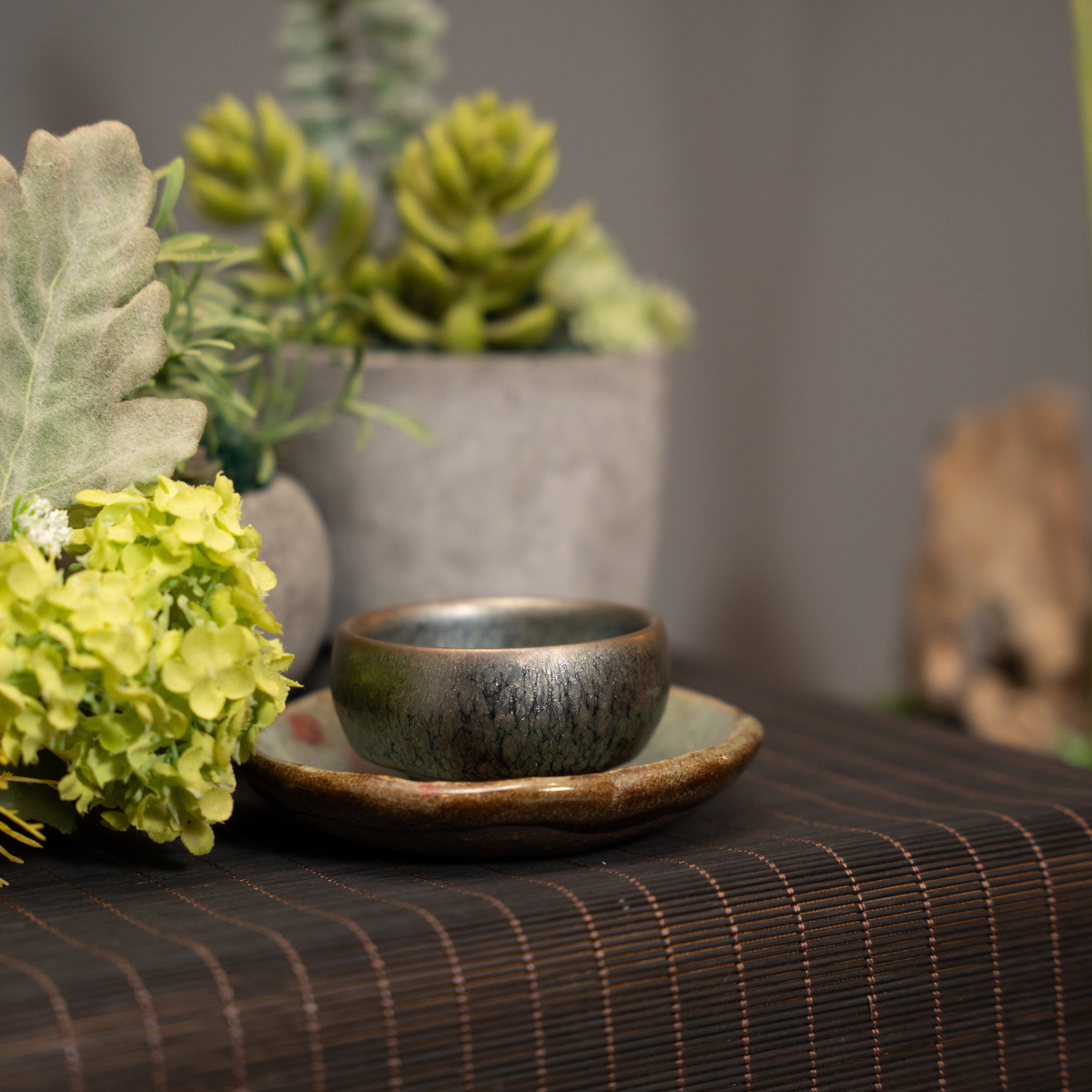 Handmade Reactive Tea Cup, Sliver