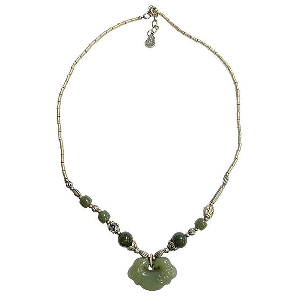 Jade necklace with silver charm #30 | OVO