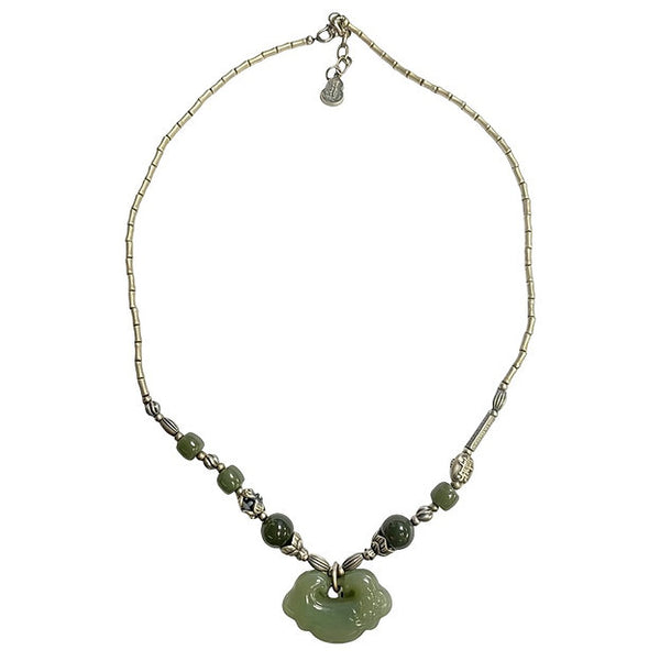 Jade necklace with silver charm #30 | OVO
