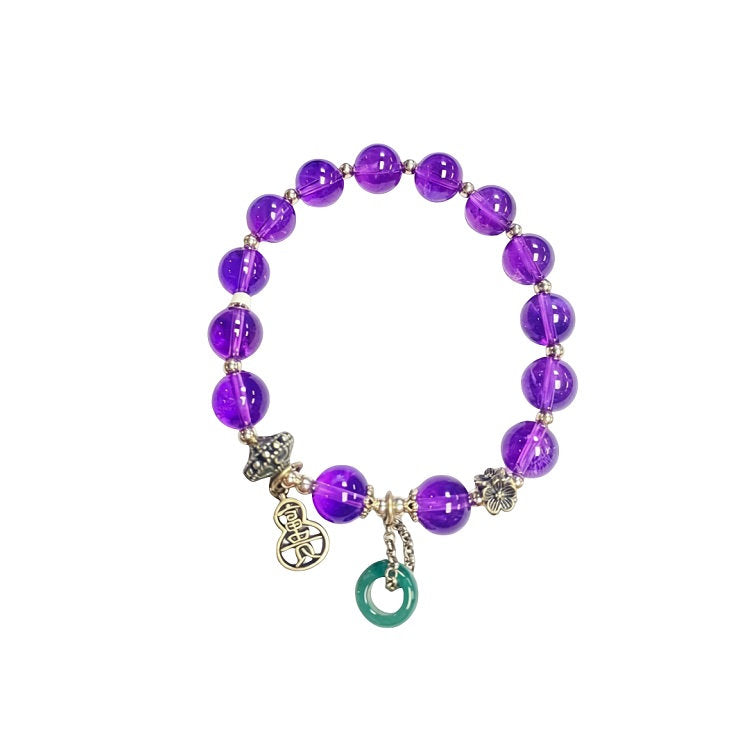 Purple crystal bracelet with silver charm #21