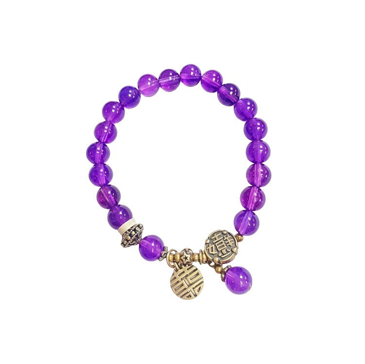 Purple crystal bracelet with silver charm #22 | OVO