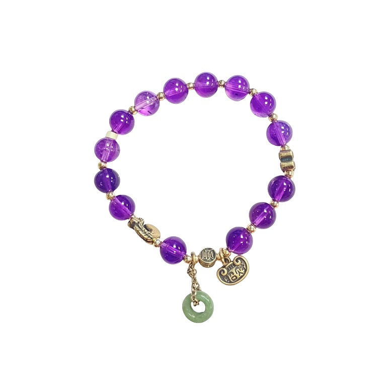 Purple crystal bracelet with silver charm #23 | OVO