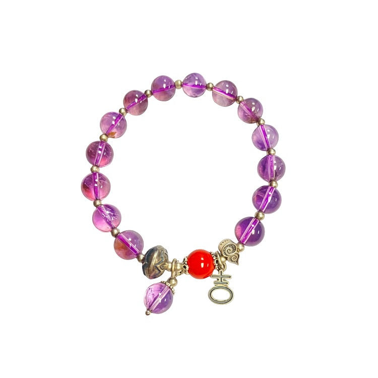 Purple crystal bracelet with silver charm #24 | OVO HK