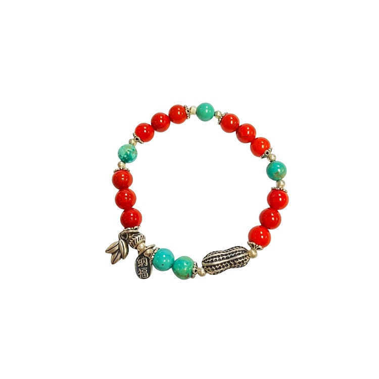 Stone bracelet with silver charm #17