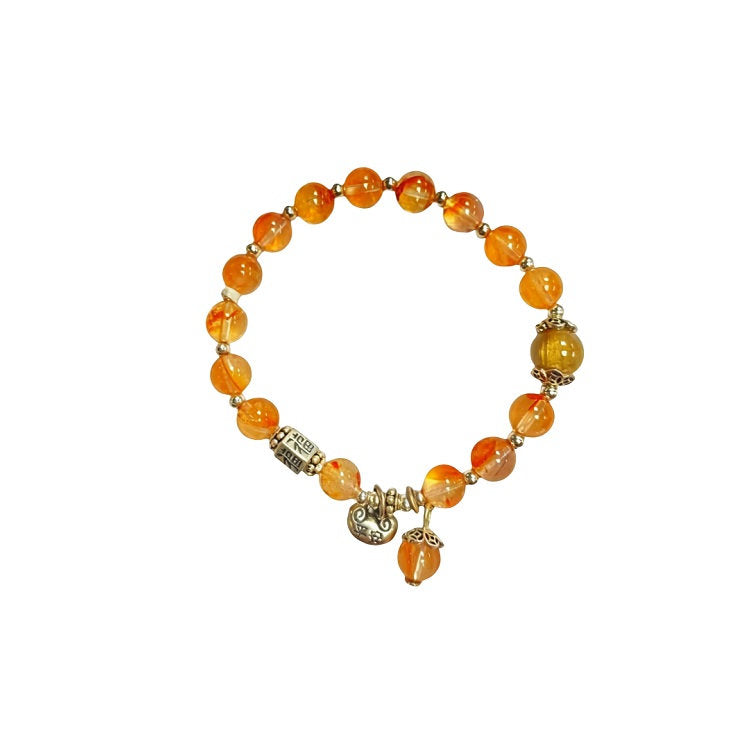 Yellow agate bracelet with silver charm #27 | OVO HK