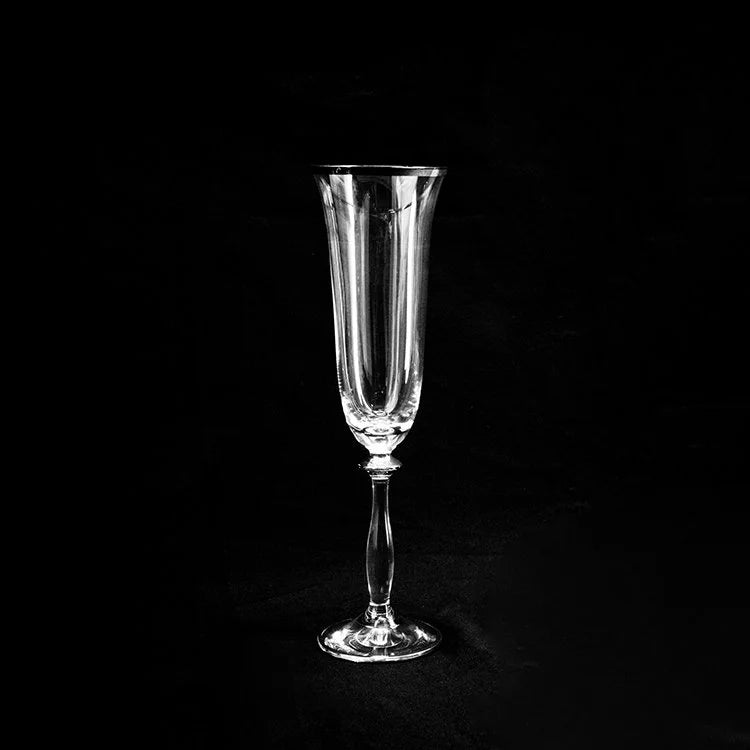 A.G.L. Crystal Wine Glass with Silver Rim | OVO