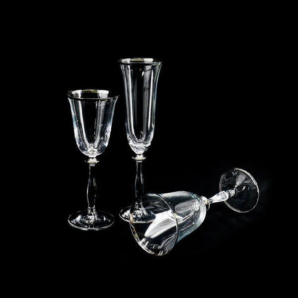 A.G.L. Crystal Wine Glass with Silver Rim | OVO
