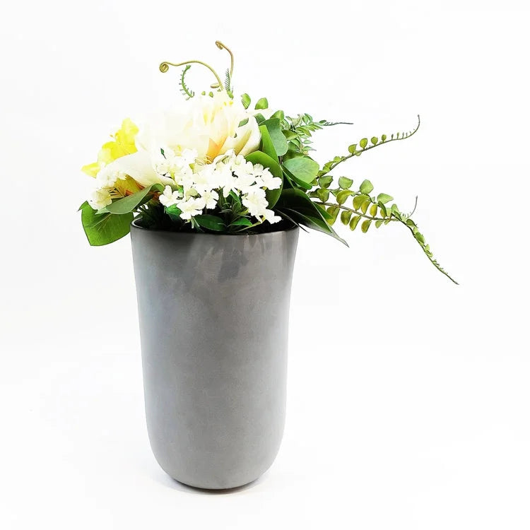 Closer Grey Pot with Artificial Flower - Tall | OVO