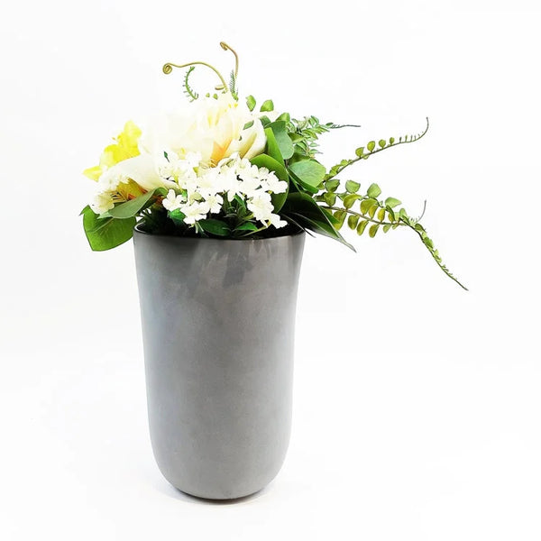 Closer Grey Pot with Artificial Flower - Tall | OVO