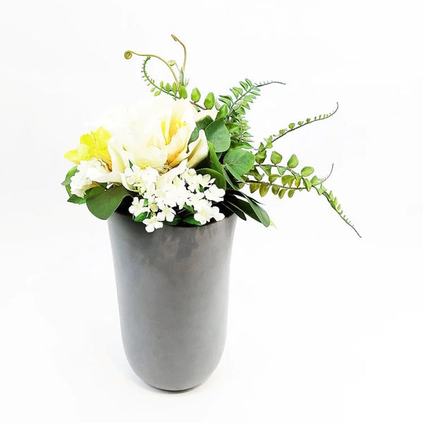Closer Grey Pot with Artificial Flower - Tall | OVO