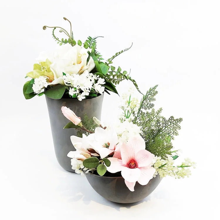 Closer Grey Pot with Artificial Flower - Tall | OVO