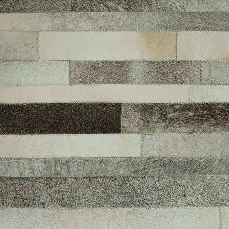 COW HIDE in Grey Stripes Rug - W1800mm