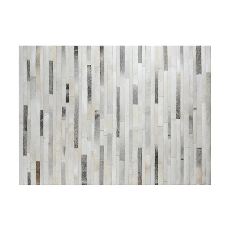COW HIDE in Grey Stripes Rug - W1800mm