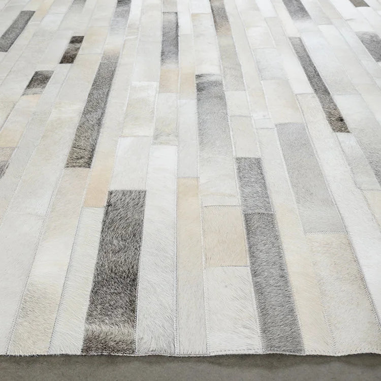 COW HIDE in Grey Stripes Rug - W1800mm