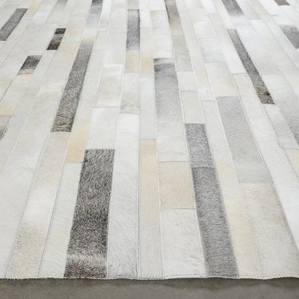 COW HIDE in Grey Stripes Rug - W1800mm
