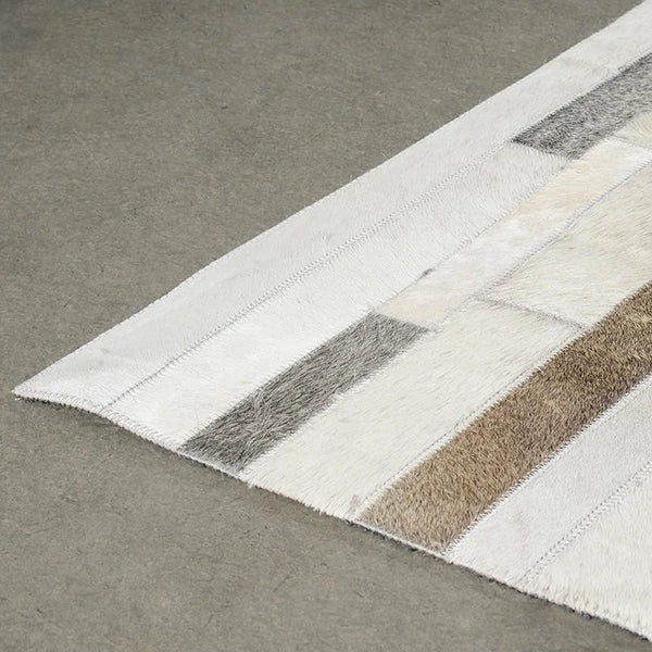 COW HIDE in Grey Stripes Rug - W1800mm