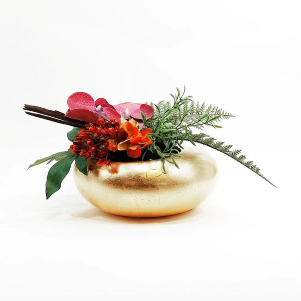Gold Plated Metal Pot with Artificial Flower #4  | OVO
