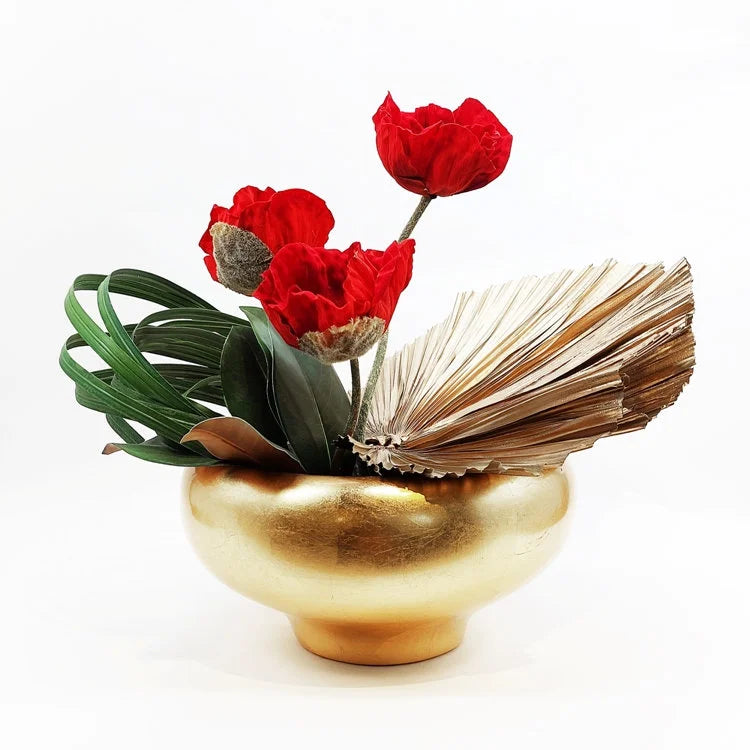 Gold Plated Metal Pot with Artificial Flower #4  | OVO