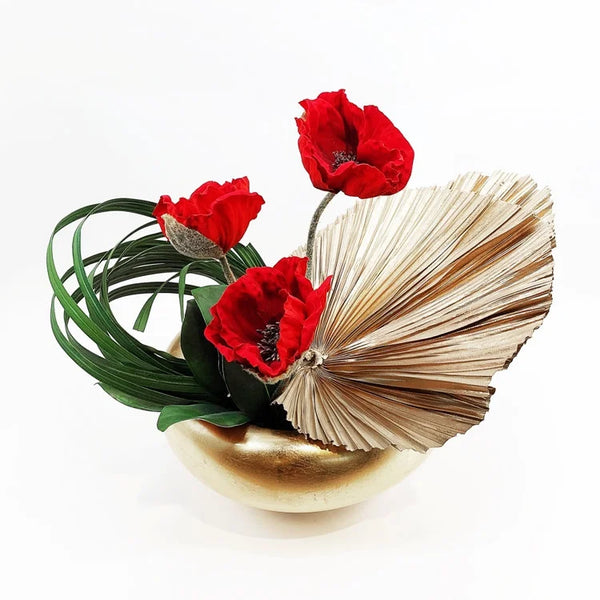 Gold Plated Metal Pot with Artificial Flower #4  | OVO