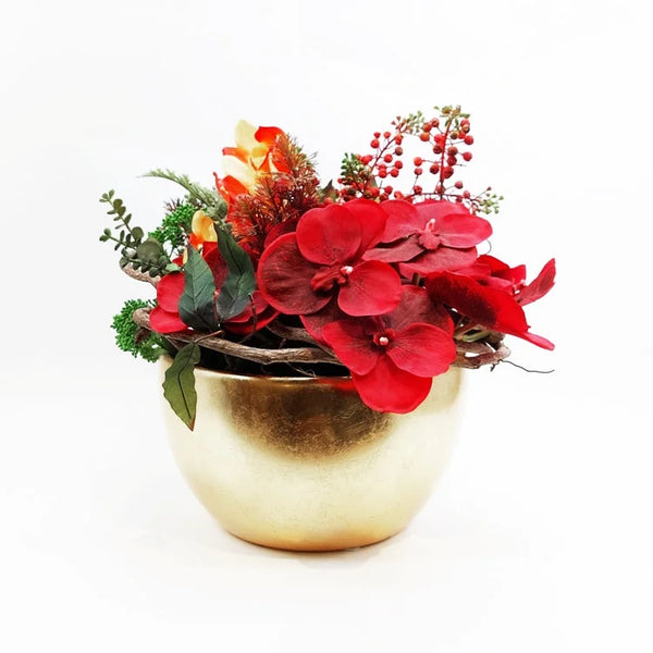 Gold Plated Metal Pot with Artificial Flower #4  | OVO