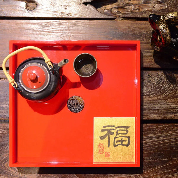 Good Fortune Tray (Square) - Red Color | OVO