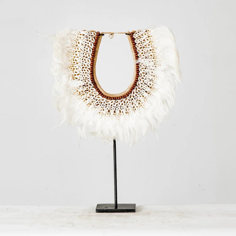Knitted Shell on Stand #2, w/ White Feather | OVO