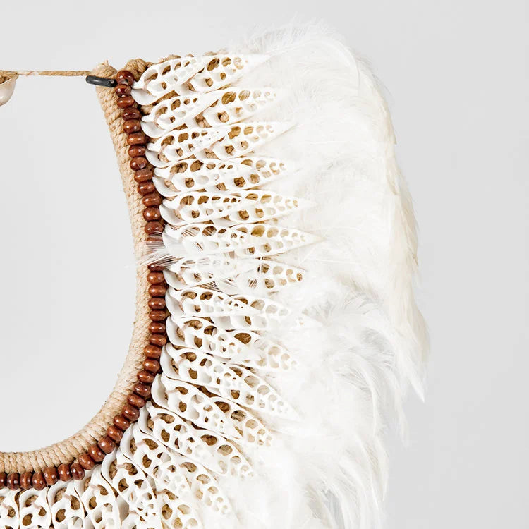 Knitted Shell on Stand #2, w/ White Feather | OVO