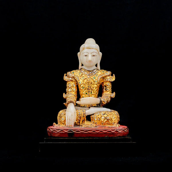 Mandalay 19th Century Buddha with Wooden Rode in Gold | OVO