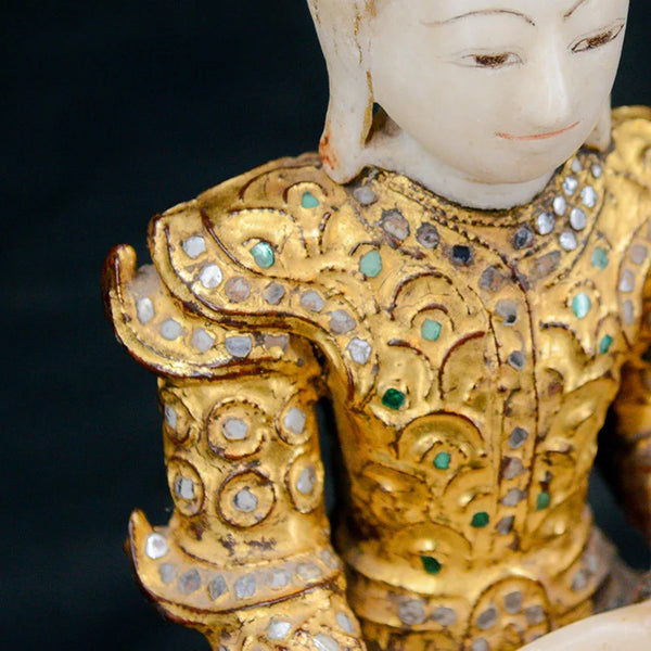 Mandalay 19th Century Buddha with Wooden Rode in Gold | OVO