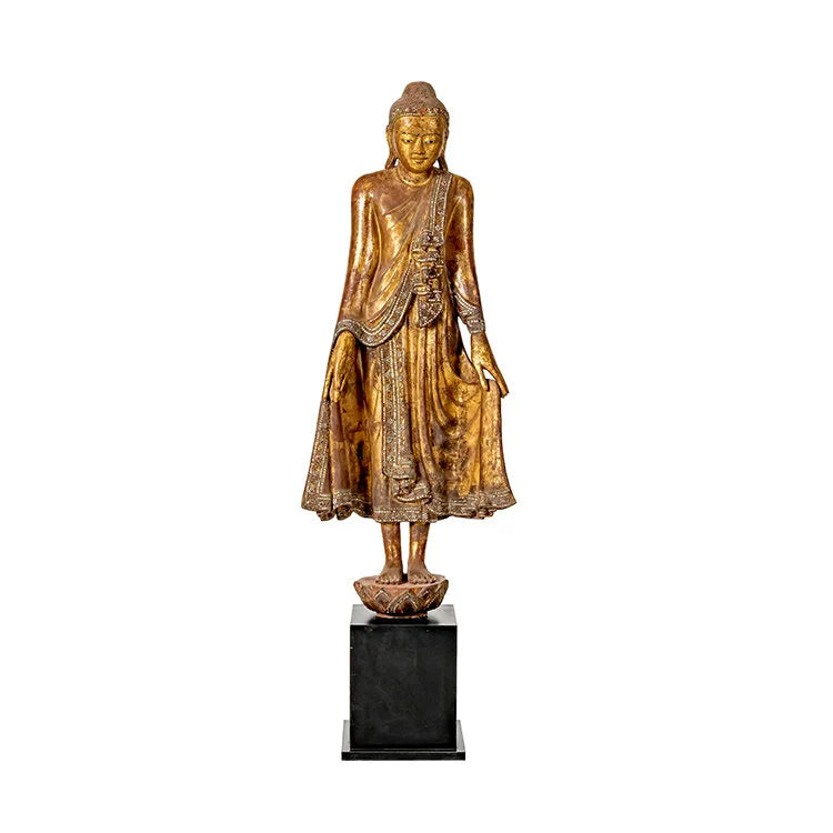 MANDALAY 19th Century Wooden Standing Buddha