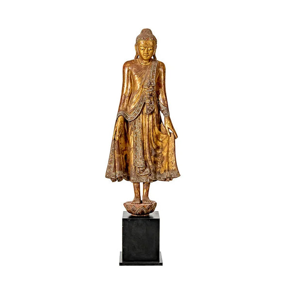 MANDALAY 19th Century Wooden Standing Buddha