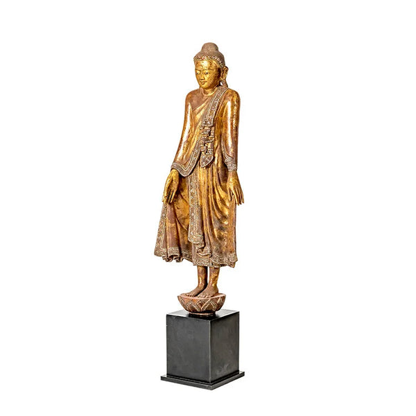 MANDALAY 19th Century Wooden Standing Buddha